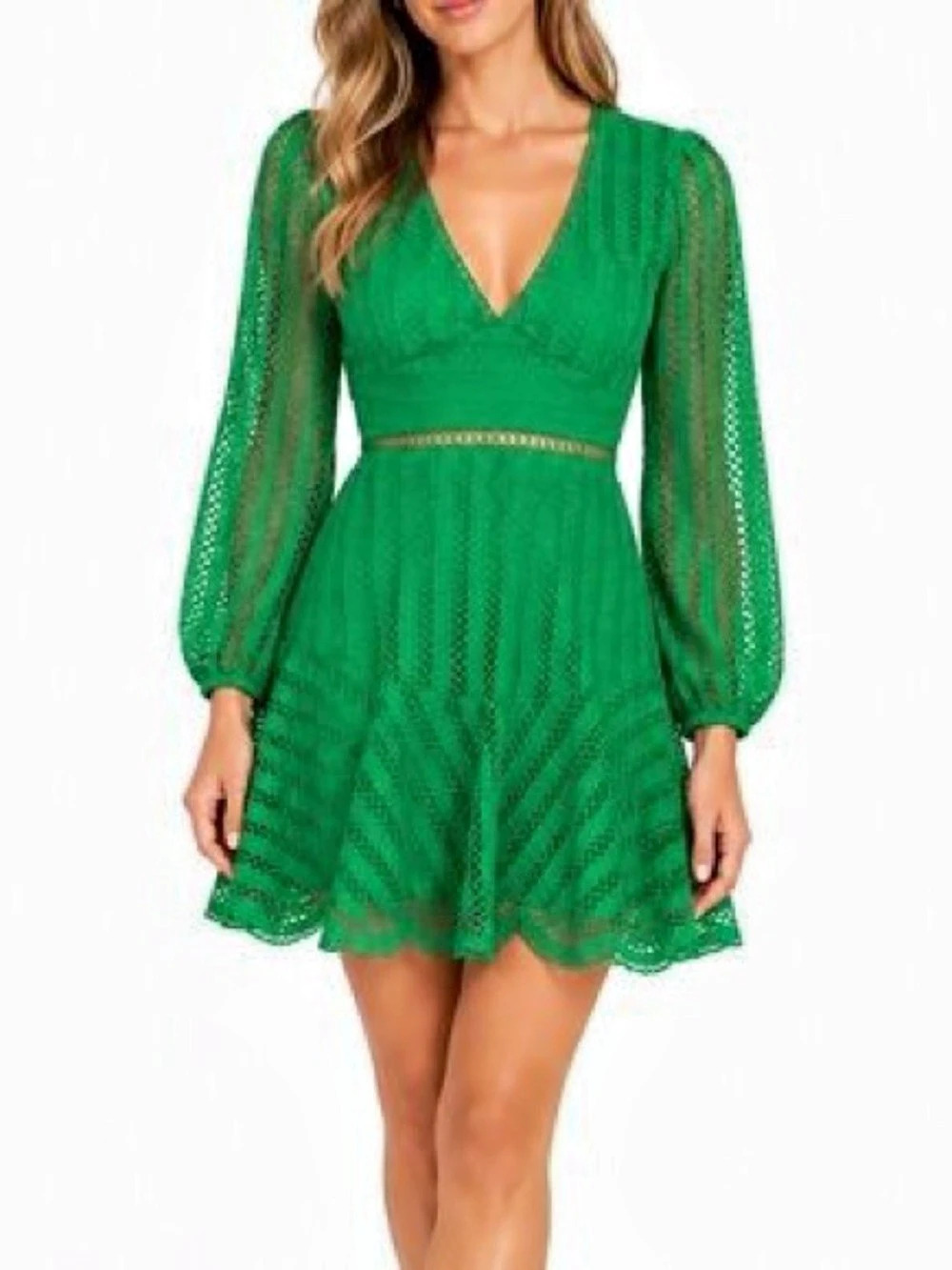 Bardot Ruth Long Sleeve Minidress Green NWT